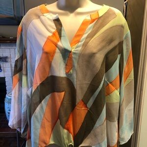 Chicos Popover Blouse with front tie Size 3